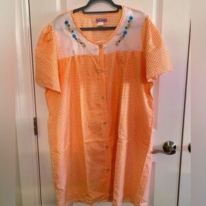Women’s Spring Summer House coat Dress Orange and White